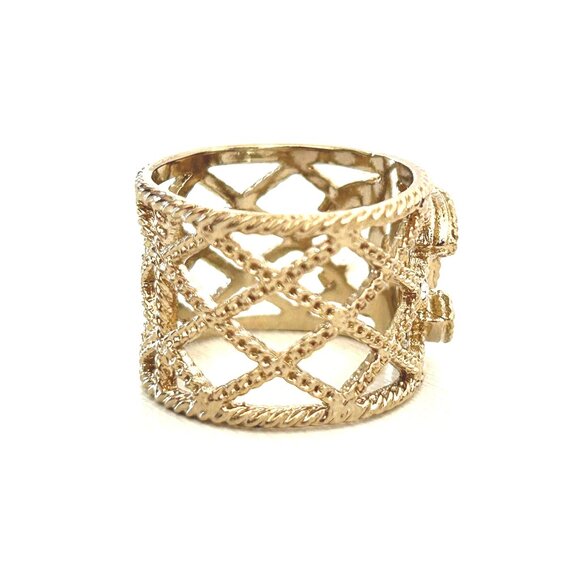 Chanel Gold Tone Faux Pearls and Strass CC Band RIng  EUC - Picture 9 of 12